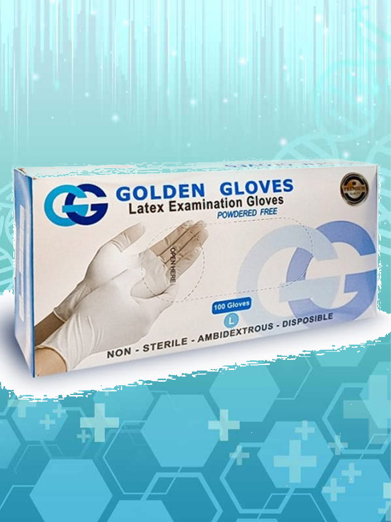 دستکش لاتکس M بدون پودر GOLDEN GLOVES